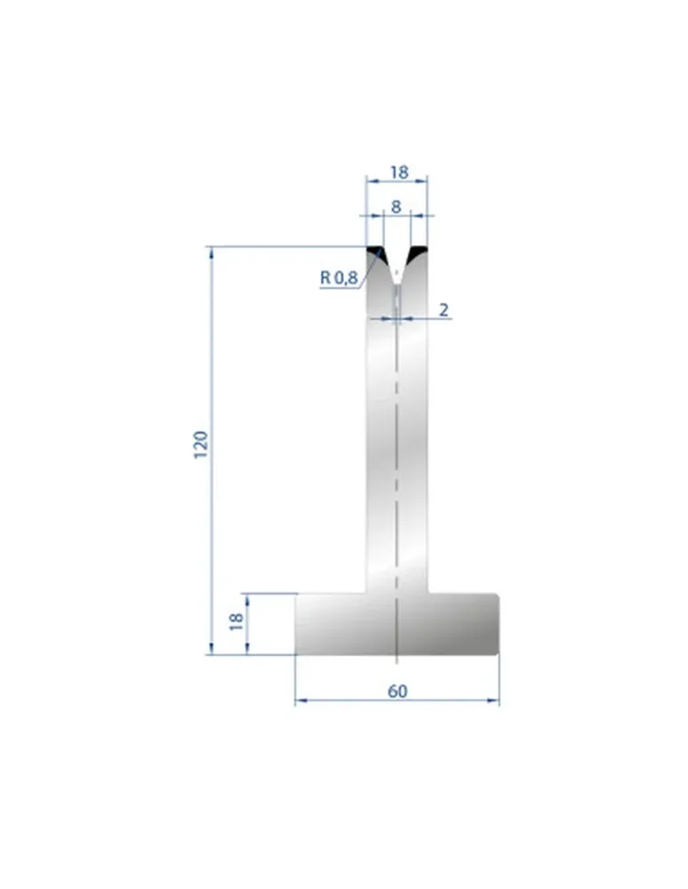 Part No. 3074 @ 835mm 30 Degree T Shape Die