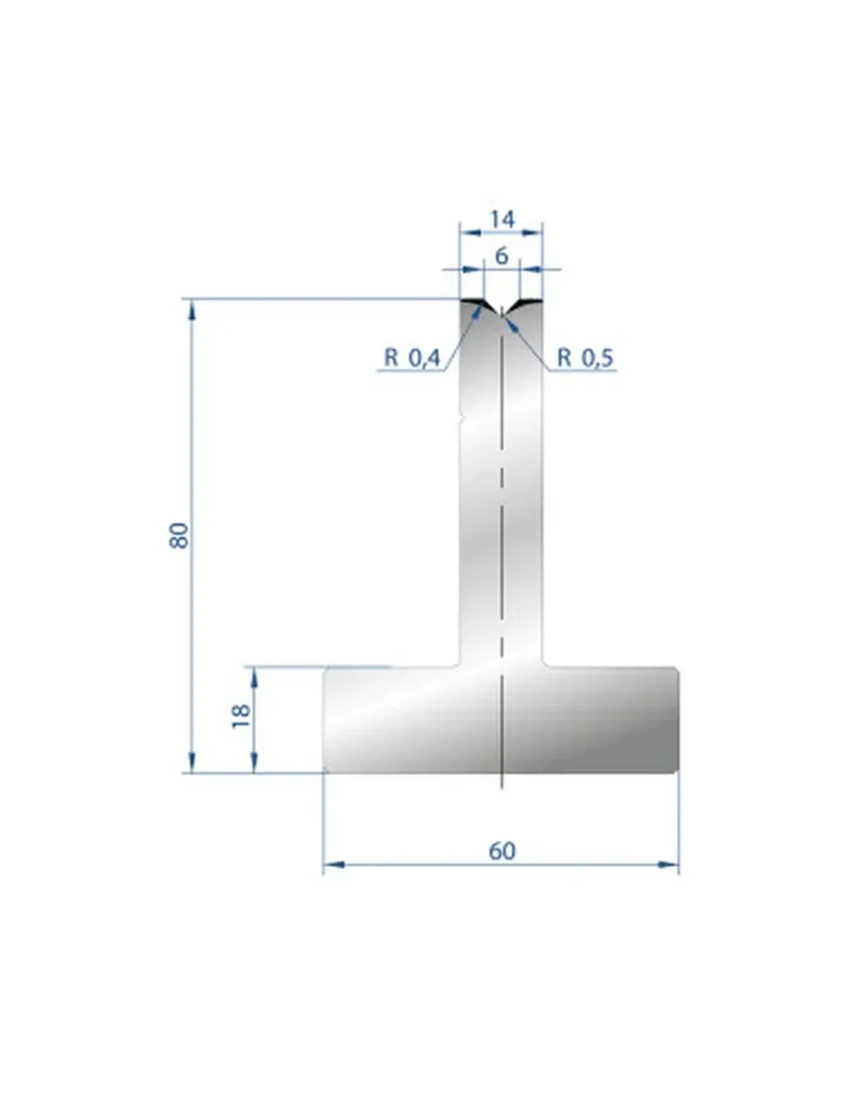 Part No. 3080 @ 835mm 88 Degree T Shape Die