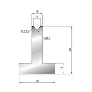 Part No. 3089 @ 415mm 85 Degree T Shape Die