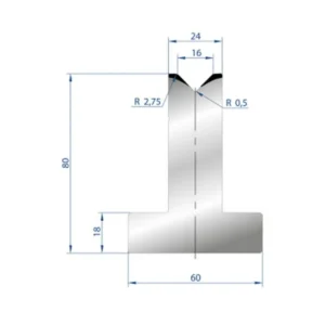 Zwaar belastbare Part No. 3016 @ 835mm 88 Degree T Shape Die