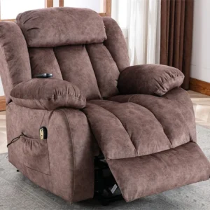 Elektrische stoffen relaxfauteuil - met verwarmings- en trilfunctie - bruin