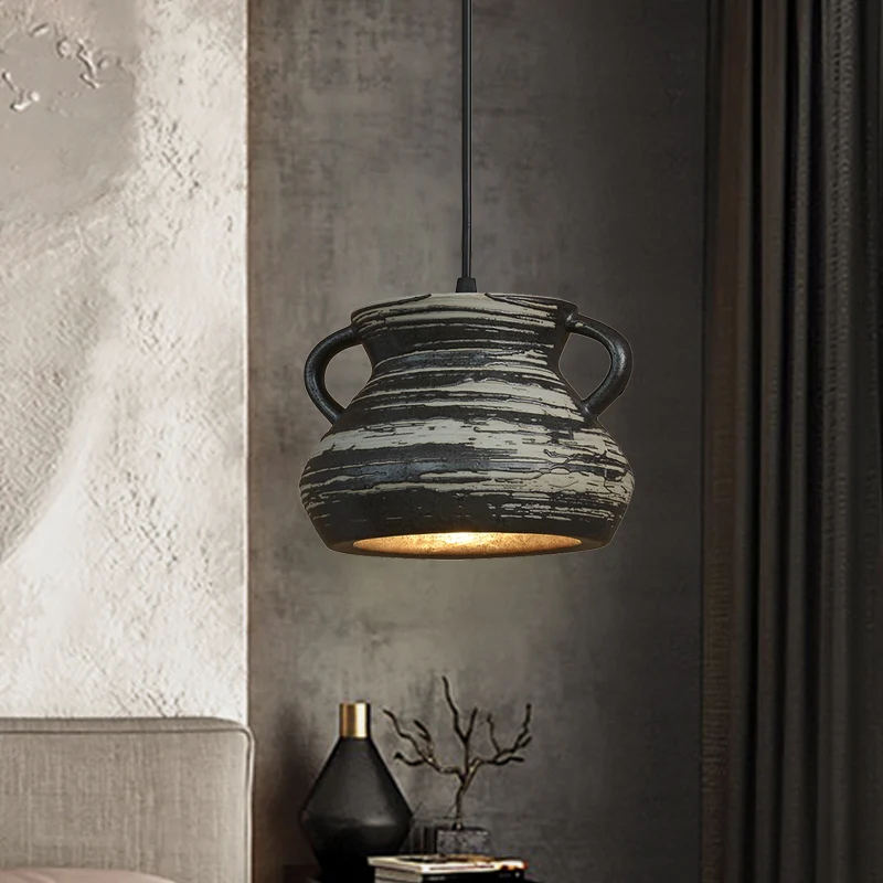 Autoclaafbaar 1-kops cilinder/urn hangende hanglamp industriële stijl zwarte keramische hanglamp voor restaurant