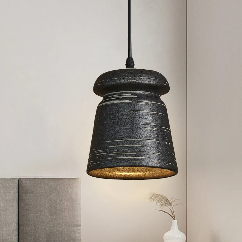 Autoclaafbaar 1-kops cilinder/urn hangende hanglamp industriële stijl zwarte keramische hanglamp voor restaurant