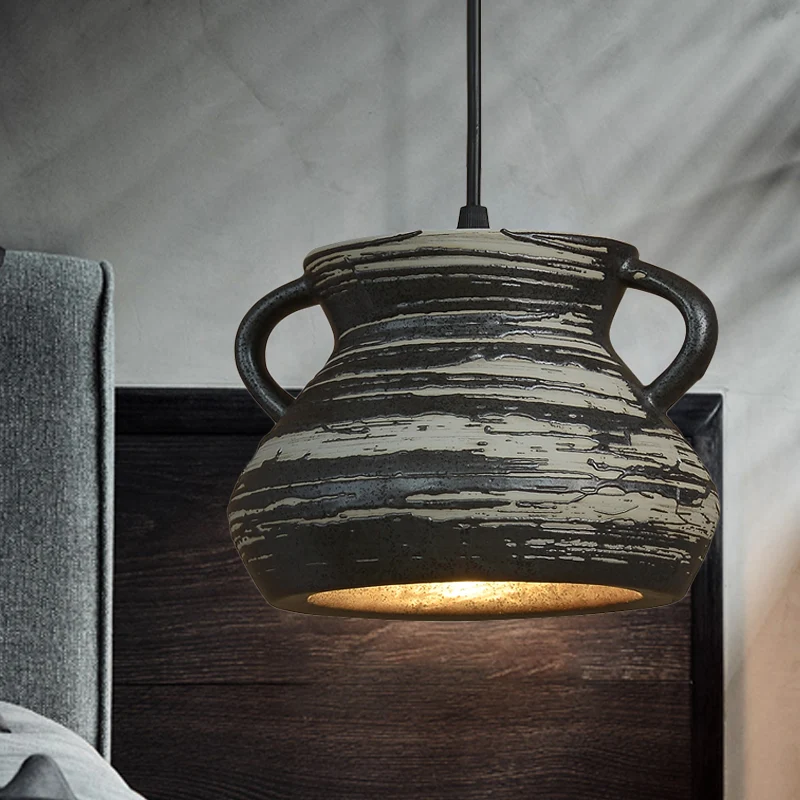 Autoclaafbaar 1-kops cilinder/urn hangende hanglamp industriële stijl zwarte keramische hanglamp voor restaurant