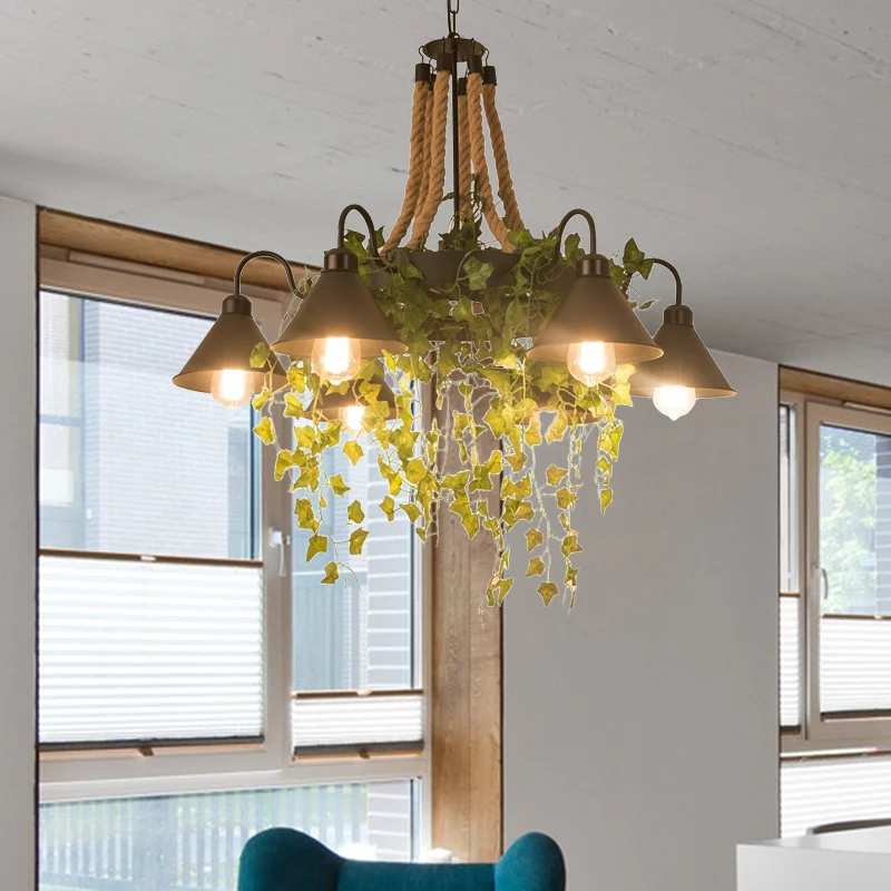 Hoekstukvervangend Zwarte 6/8 hoofden kroonluchter verlichting industriële metalen taps toelopende LED plantenophanging ha...