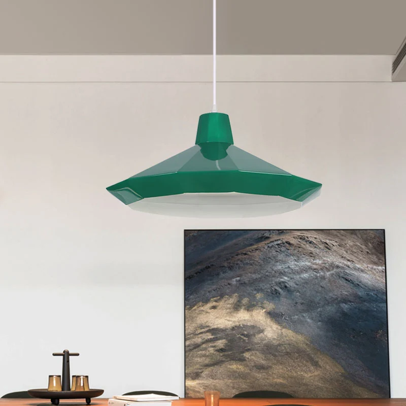 Luchtgekoelde Turbine 1-lichts restaurant hanglamp Macaron geel/blauw/groen hanglampset met potdeksel/diamant/conische ijz...