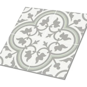 Zelfklevende PVC-tegels, Zelfklevende PVC-tegels - 9x30x30 - Etnisch grijze bloemen met 5 minuten uitharding