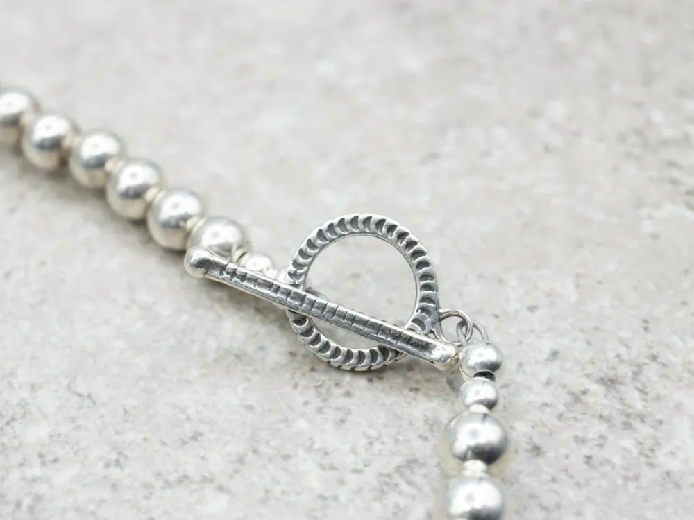 Sterling Silver and Turquoise Beaded Necklace Toggle Clasp