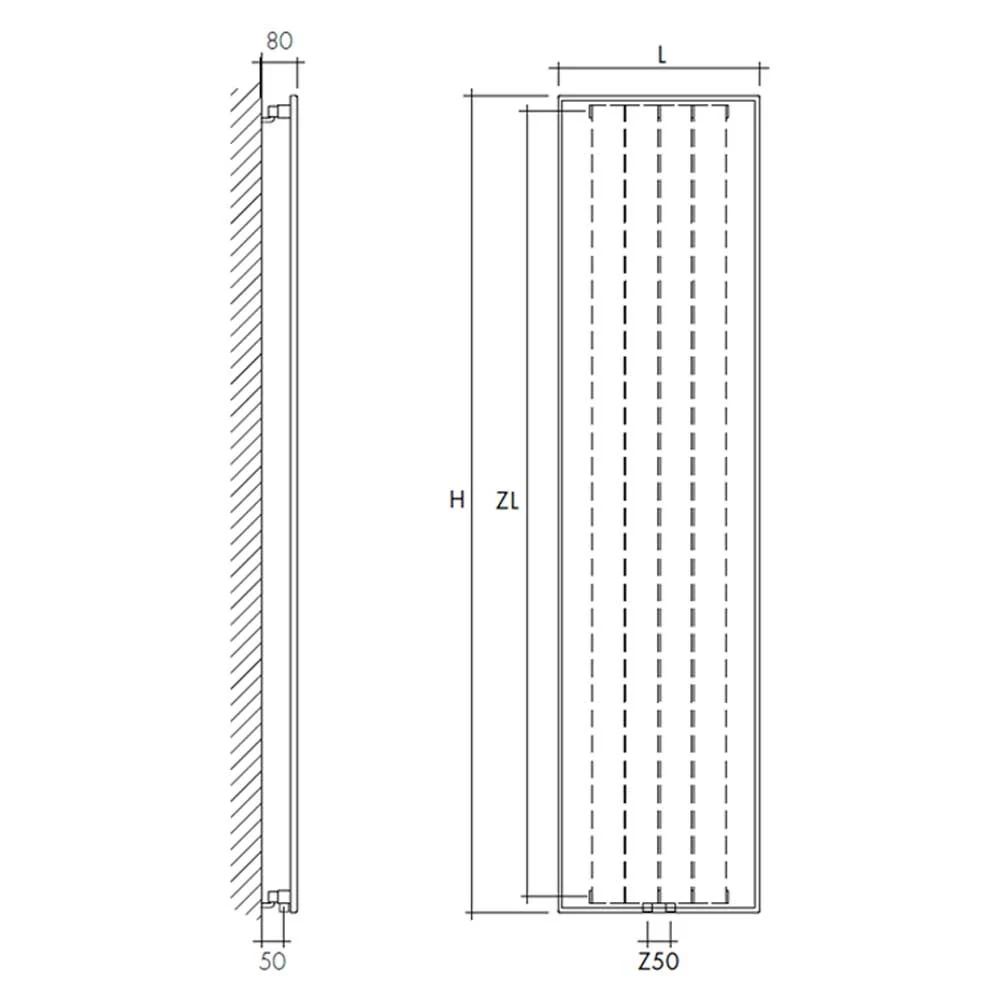 Hydraulic towel warmer 120x58.5 cm center distance 50 mm Model 'Fury' Termocrea