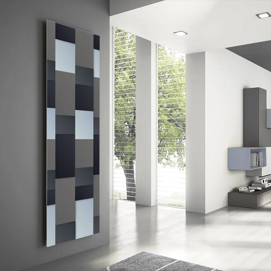 Hydraulic towel warmer 150x36 cm center distance 50 mm Model 'Almost Black' Termocrea