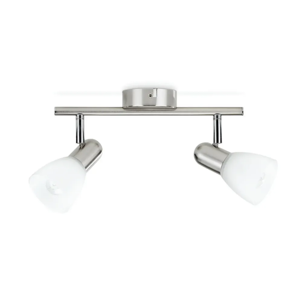 Burlap model lamp 2 spotlights metal and glass - Matte chroom