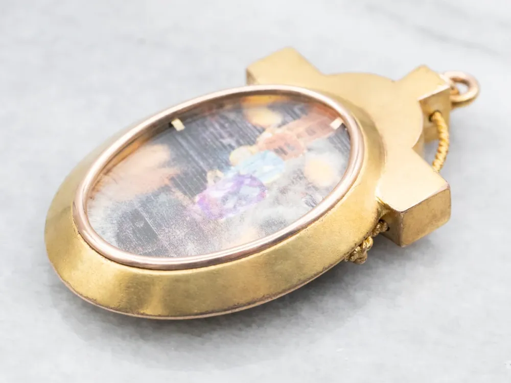 HSS-gegoten Two Tone Etruscan Revival Antique Locket
