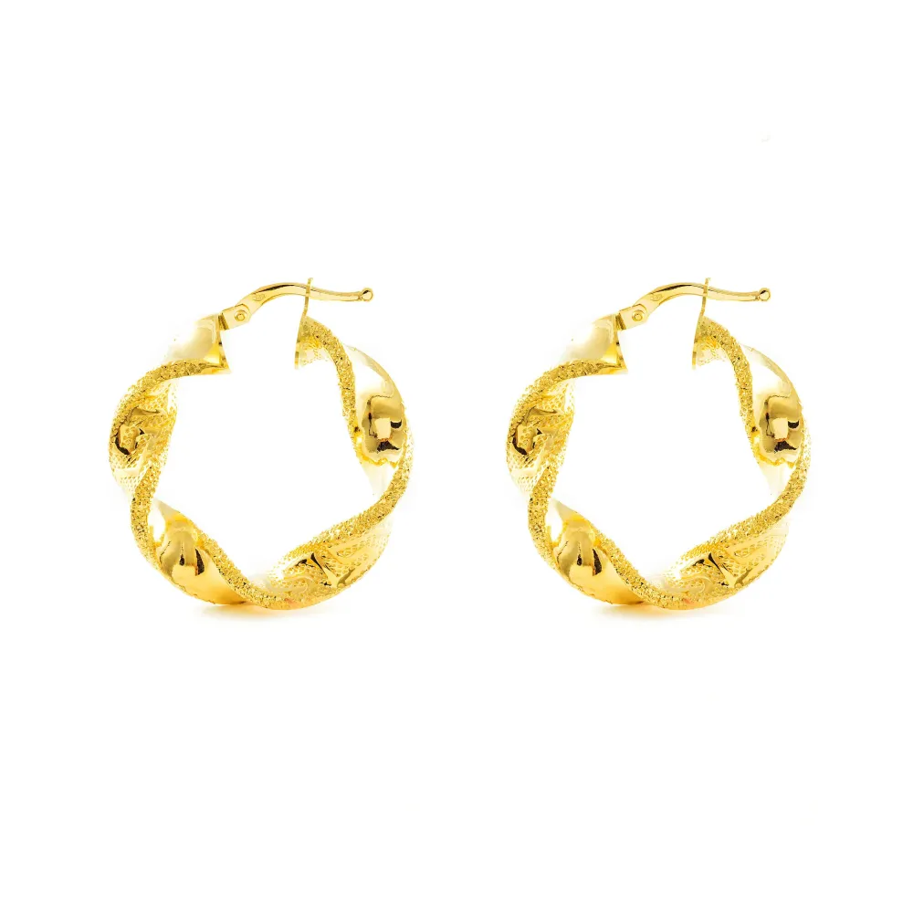 18ct Geel Gold Twisted Greece Hoops Earrings 30x6 mm
