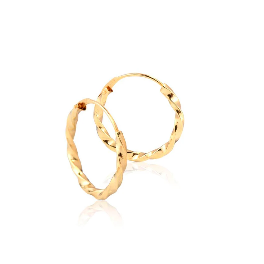 18ct Yellow Goud Twisted Hoops Earrings shine 14x1.5 mm