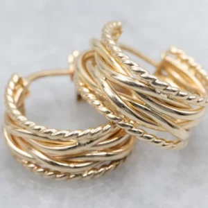 Braided Gouden Twist Hoop Earrings