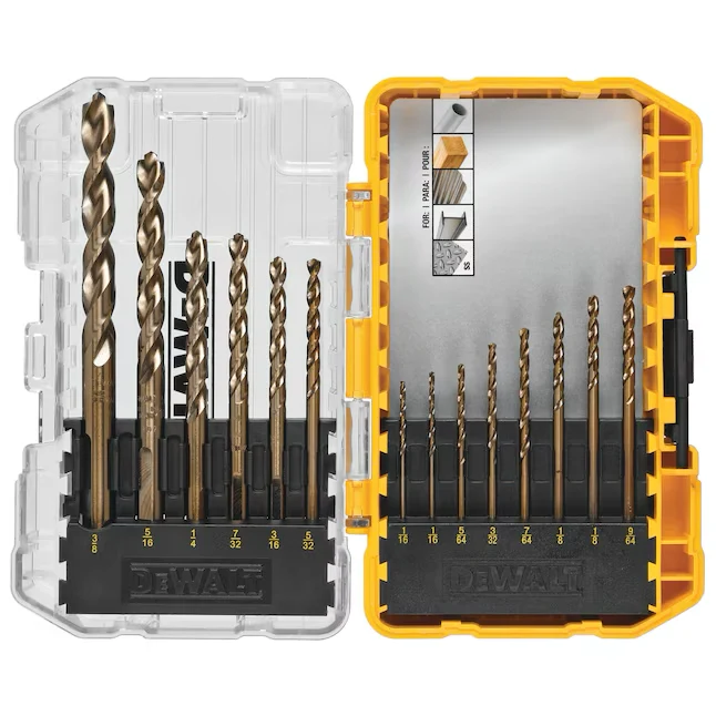 DeWalt 14-Piece Assorted Cobalt Alloy Staal Jobber Length Twist Drill Bit Set