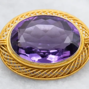 Gegalvaniseerd Roestvrij Amethyst Brooch Twisting Openwork Frame