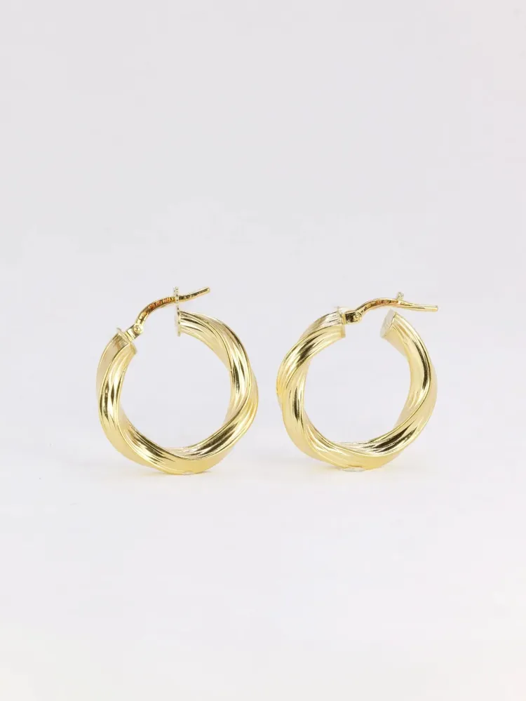 Gegalvaniseerd Roestvrij Twisted hoop earrings Citroengeel gold
