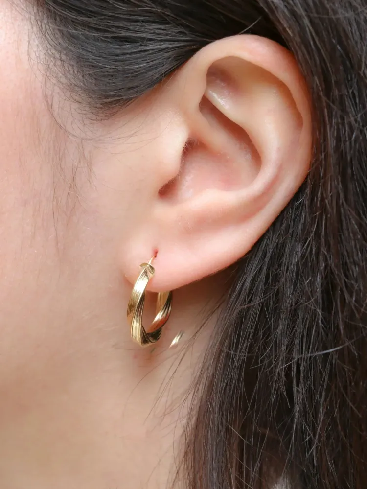Gegalvaniseerd Roestvrij Twisted hoop earrings Citroengeel gold