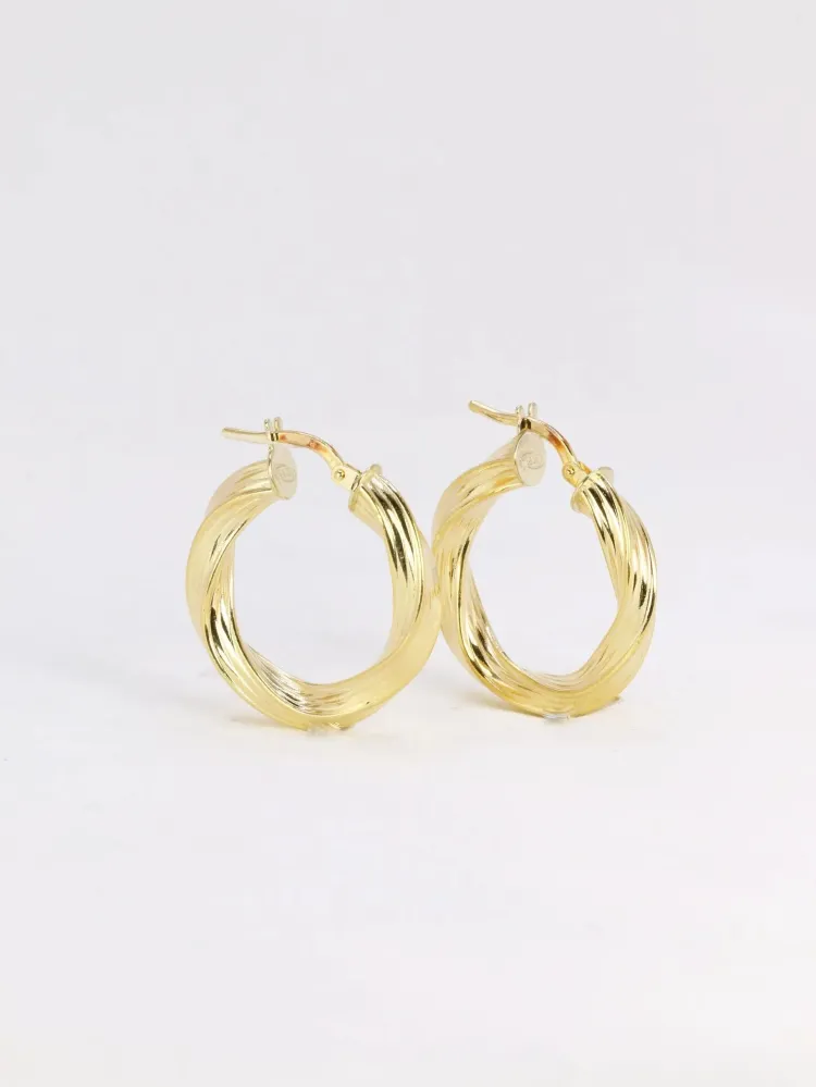 Gegalvaniseerd Roestvrij Twisted hoop earrings Citroengeel gold