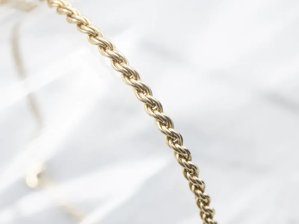 Gold Rope Twist Bracelet Lobster Clasp
