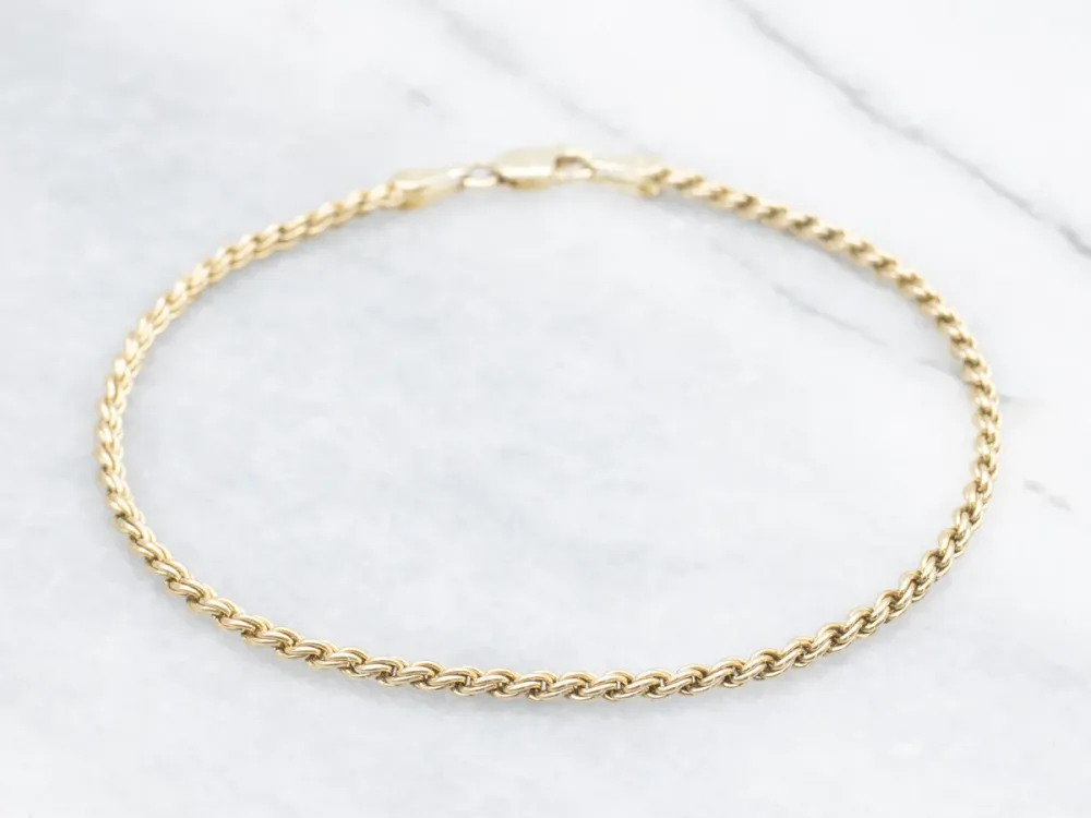Gold Rope Twist Bracelet Lobster Clasp