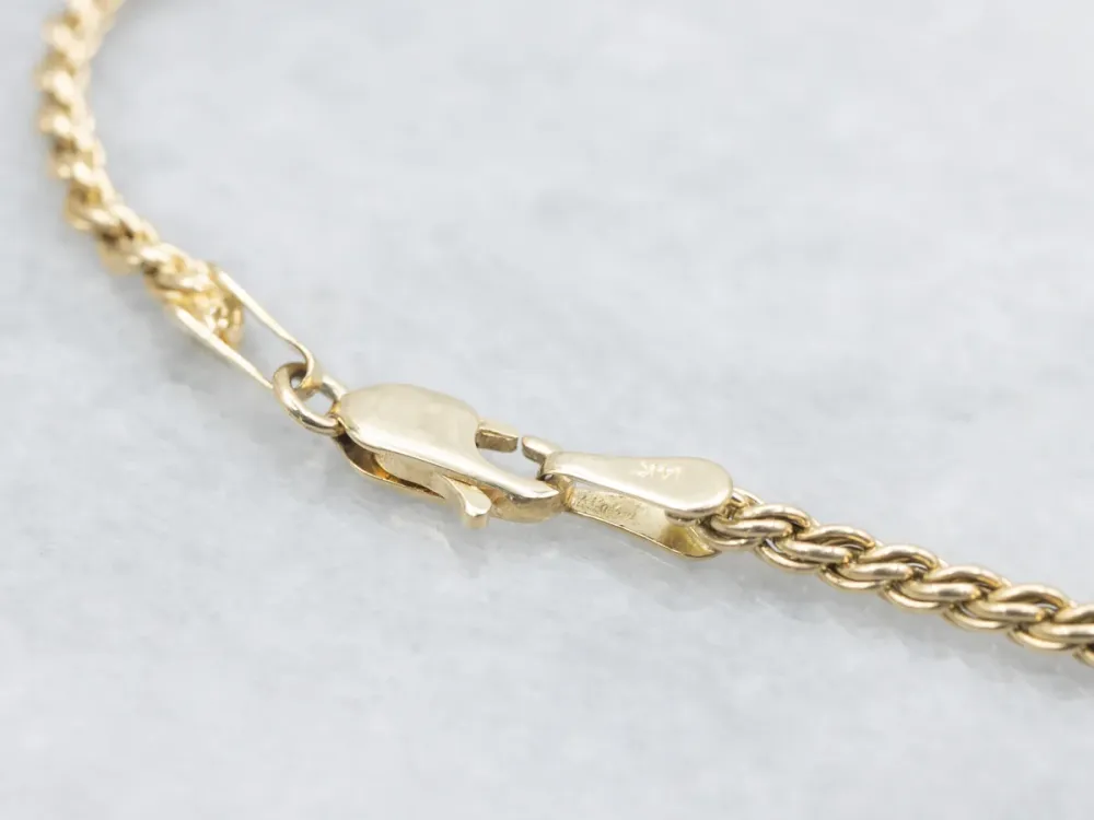 Gold Rope Twist Bracelet Lobster Clasp
