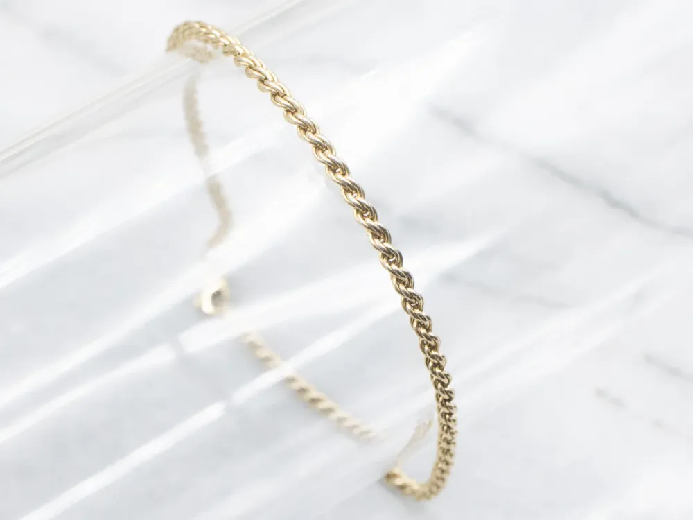 Gold Rope Twist Bracelet Lobster Clasp