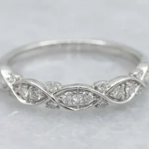 Industrieel Zwaar Belastbaar Diamond Twisting White Goud Wedding Band