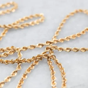 Long Gold Rope Twist Chain Barrel Clasp