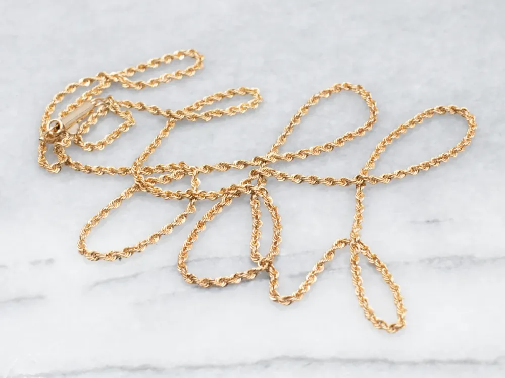 Long Gold Rope Twist Chain Barrel Clasp
