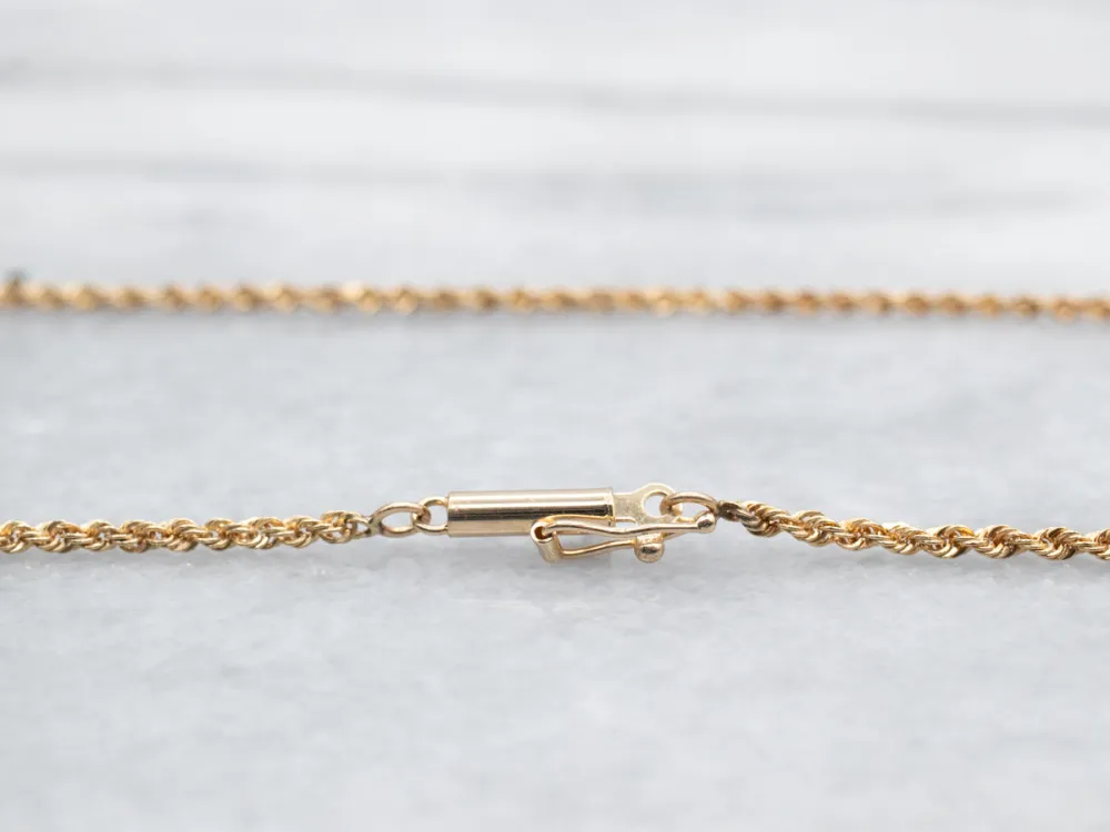 Long Gold Rope Twist Chain Barrel Clasp