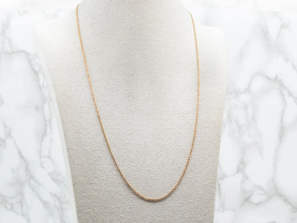 Long Gold Rope Twist Chain Barrel Clasp