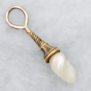 Natural Baroque Pearl Twisting Antique Drop Pendant