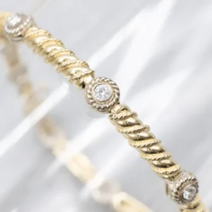 Nautical Rope Twist Two Tone Diamond Link Bracelet met 5 jaar Garantie