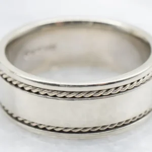 Nautical White Verguld Wedding Band Rope Twist Edge