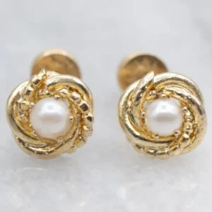 Pearl Twisted Yellow Gouden Stud Earrings