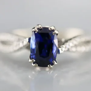 Sapphire Twisting Diamond Engagement Ring - 10mm Diameter