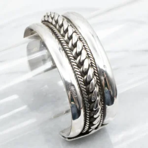 Sterling Staalgrijs Heavy Twisting Pattern Cuff Bracelet