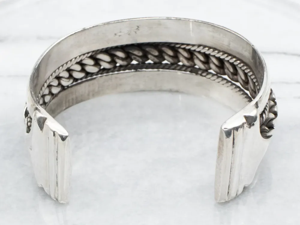 Sterling Staalgrijs Heavy Twisting Pattern Cuff Bracelet