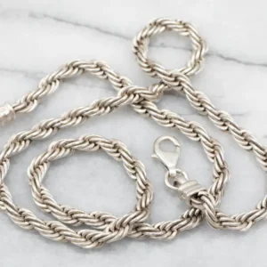 Sterling Staalgrijs Rope Twist Chain Lobster Clasp