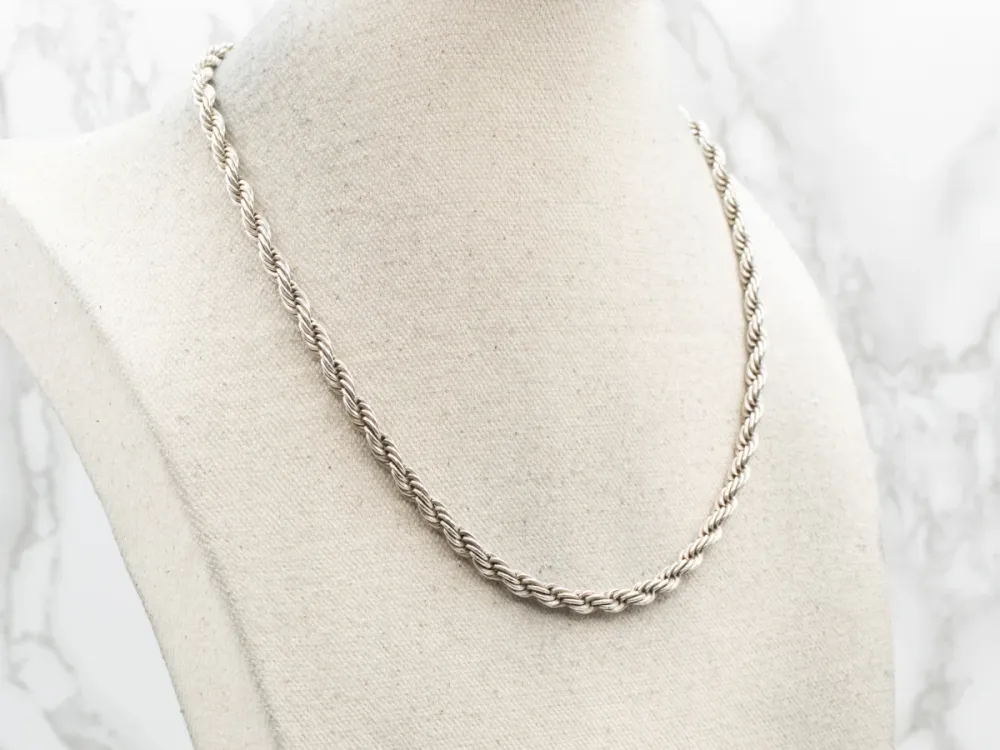 Sterling Staalgrijs Rope Twist Chain Lobster Clasp