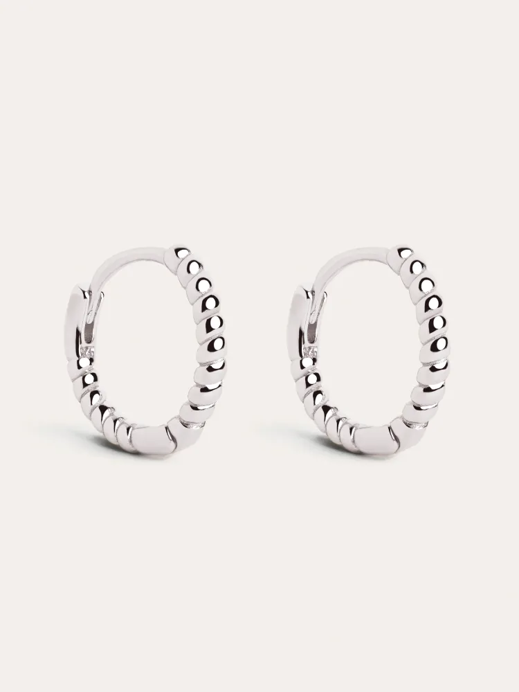 Twist Silver Hoop Earrings