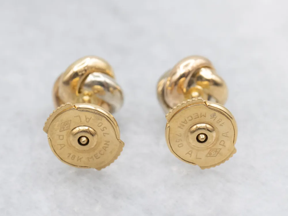 Twisted Yellow Goud Pearl Stud Earrings