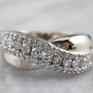 Twisting Diamond White Gouden Band