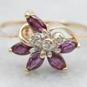 Twisting Floral Ruby and Diamond Ring met 5 jaar Garantie