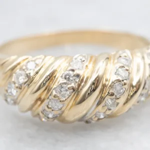 Twisting Gold and Diamond Shrimp Band