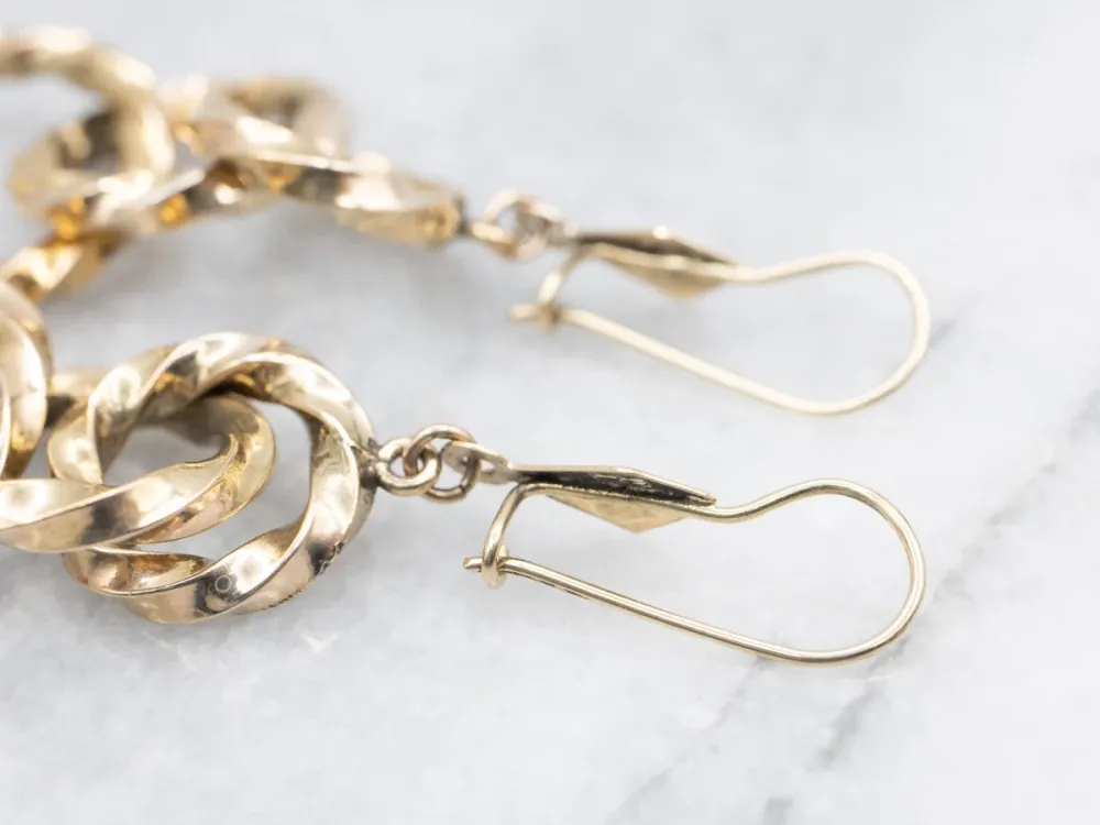 Twisting Graduating Gouden Ring Drop Earrings