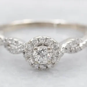 Twisting Modern Gouden Diamond Halo Engagement Ring