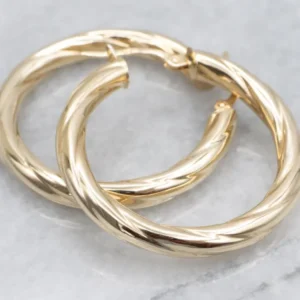 Twisting Yellow Goud Italian Hoop Earrings met CE-Keurmerk